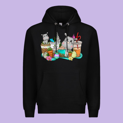 Easter Hippopotamus Coffee Cups Easter Day Premium Hoodie Designed By Cowgirlartshop