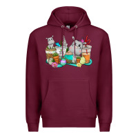 Burgundy Easter Hippopotamus coffee cups Easter Day Premium Hoodie - CowGirlArtShop