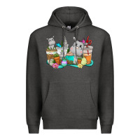 Charcoal Heather Easter Hippopotamus coffee cups Easter Day Premium Hoodie - CowGirlArtShop