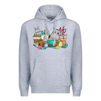 Heather Grey Easter Hippopotamus coffee cups Easter Day Premium Hoodie - CowGirlArtShop