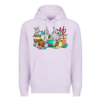 Lilac Easter Hippopotamus coffee cups Easter Day Premium Hoodie - CowGirlArtShop