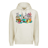 Oatmeal Heather Easter Hippopotamus coffee cups Easter Day Premium Hoodie - CowGirlArtShop