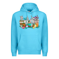Ocean Blue Easter Hippopotamus coffee cups Easter Day Premium Hoodie - CowGirlArtShop