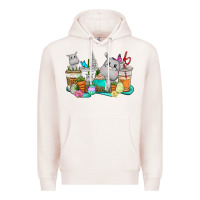 Pale Pink Easter Hippopotamus coffee cups Easter Day Premium Hoodie - CowGirlArtShop
