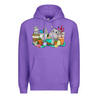 Purple Easter Hippopotamus coffee cups Easter Day Premium Hoodie - CowGirlArtShop