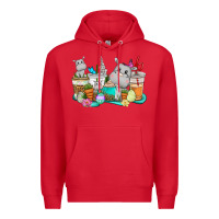 Red Easter Hippopotamus coffee cups Easter Day Premium Hoodie - CowGirlArtShop