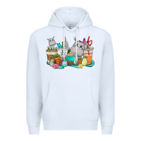White Easter Hippopotamus coffee cups Easter Day Premium Hoodie - CowGirlArtShop