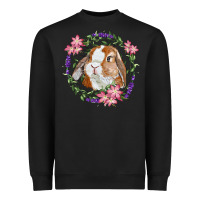 Bunny Face With Floral Wreath Heavyweight Sweatshirt | Teevron