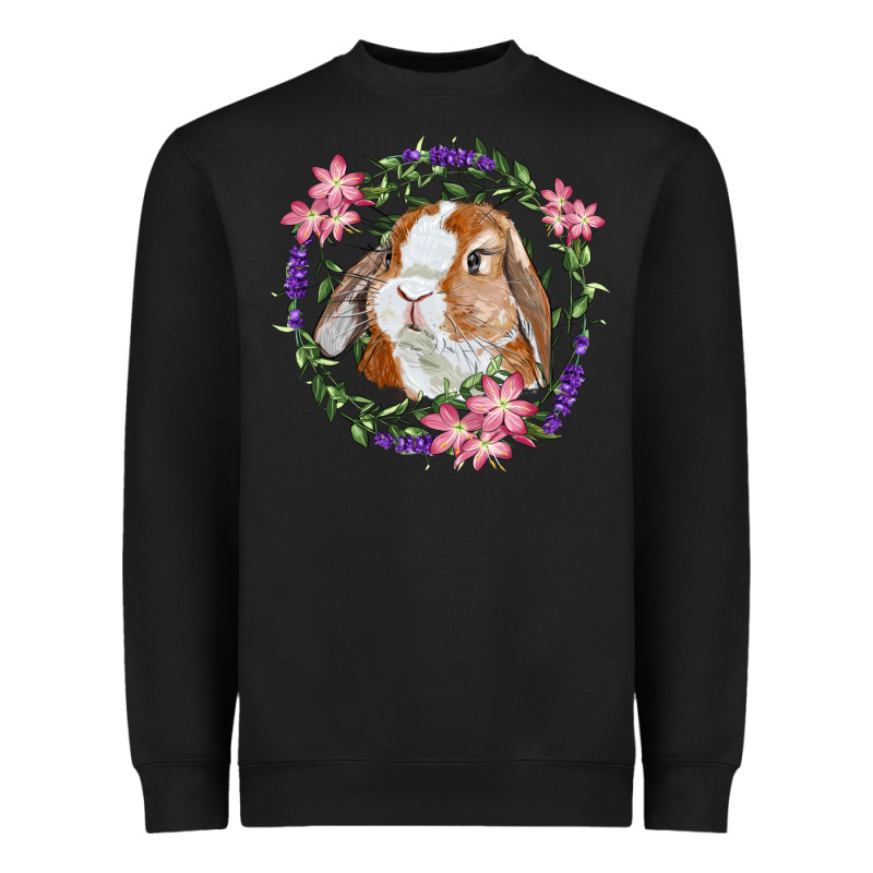 Bunny Face With Floral Wreath Heavyweight Sweatshirt by RanaPortraitStore | Teevron