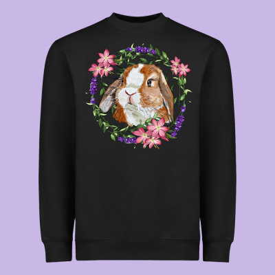 Bunny Face With Floral Wreath Heavyweight Sweatshirt Designed By Ranaportraitstore