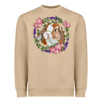 Mushroom Bunny Face With Floral Wreath Heavyweight Sweatshirt - RanaPortraitStore