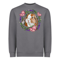 Storm Bunny Face With Floral Wreath Heavyweight Sweatshirt - RanaPortraitStore