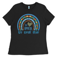 Black in april we wear blue autism awareness leopard rainbow Ladies Tee - Artiststas