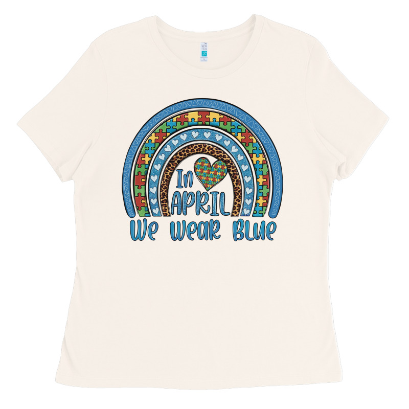 In April We Wear Blue Autism Awareness Leopard Rainbow Ladies Tee by Artiststas | Teevron