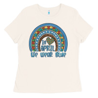 Bone in april we wear blue autism awareness leopard rainbow Ladies Tee - Artiststas