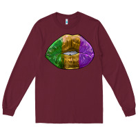 Burgundy mardi gras kiss Long Sleeve Tee - RanaPortraitStore