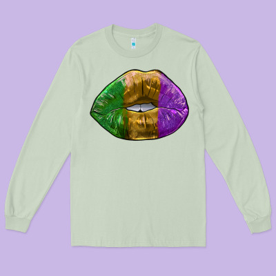 Mardi Gras Kiss Long Sleeve Tee Designed By Ranaportraitstore