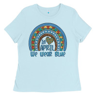 Baby Blue in april we wear blue autism awareness leopard rainbow Ladies Tee - Artiststas