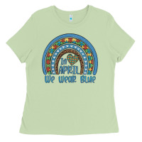 Matcha in april we wear blue autism awareness leopard rainbow Ladies Tee - Artiststas