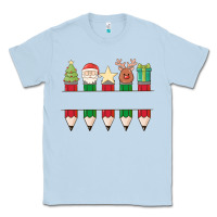 Dusty Blue add your personalization christmas pencils Classic Tee - MaliasSmallBusiness