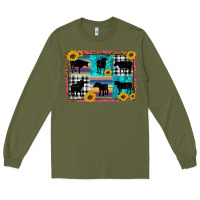 Army Green cow sunflower leopard Long Sleeve Tee - Artiststas