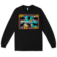 Black cow sunflower leopard Long Sleeve Tee - Artiststas