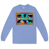 Colony Blue cow sunflower leopard Long Sleeve Tee - Artiststas