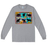 Heather Grey cow sunflower leopard Long Sleeve Tee - Artiststas