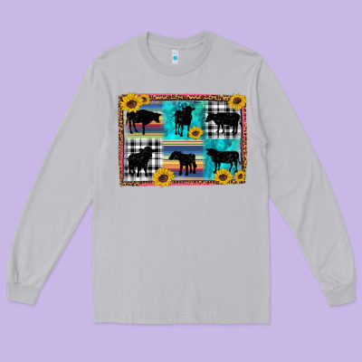 Cow Sunflower Leopard Long Sleeve Tee Designed By Artiststas