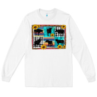 White cow sunflower leopard Long Sleeve Tee - Artiststas