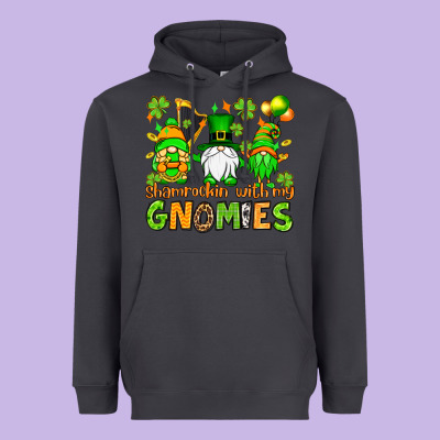 St. Patrick's Day Shamrockin' With My Gnomies Heavyweight Hoodie Designed By Oliviacreatesart
