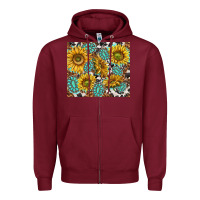 Burgundy turquoise sunflowers with gemstones Zipper Hoodie - TumblerDesignByShophia