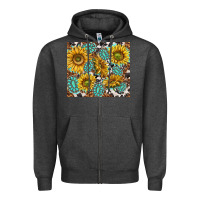 Charcoal Heather turquoise sunflowers with gemstones Zipper Hoodie - TumblerDesignByShophia