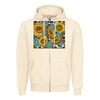 Sandshell turquoise sunflowers with gemstones Zipper Hoodie - TumblerDesignByShophia