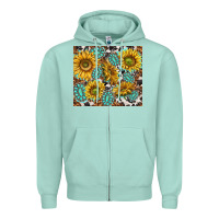 Seafoam turquoise sunflowers with gemstones Zipper Hoodie - TumblerDesignByShophia