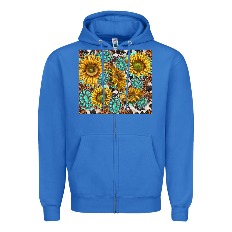 Turquoise Sunflowers With Gemstones Zipper Hoodie by TumblerDesignByShophia | Teevron