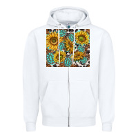 White turquoise sunflowers with gemstones Zipper Hoodie - TumblerDesignByShophia