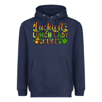Navy St. Patrick's Luckiest lunch lady ever Heavyweight Hoodie - OliviaCreatesArt