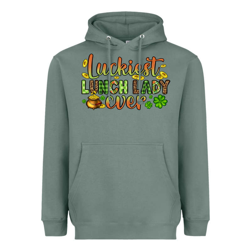 St. Patrick's Luckiest Lunch Lady Ever Heavyweight Hoodie by OliviaCreatesArt | Teevron