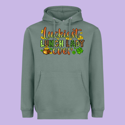 St. Patrick's Luckiest Lunch Lady Ever Heavyweight Hoodie Designed By Oliviacreatesart