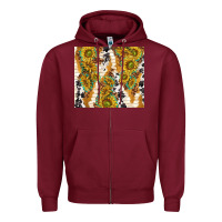 Burgundy sunflowers with patterns Zipper Hoodie - TumblerDesignByShophia
