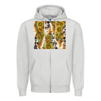Dove Grey sunflowers with patterns Zipper Hoodie - TumblerDesignByShophia