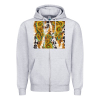 Heather Grey sunflowers with patterns Zipper Hoodie - TumblerDesignByShophia