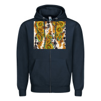 Navy sunflowers with patterns Zipper Hoodie - TumblerDesignByShophia