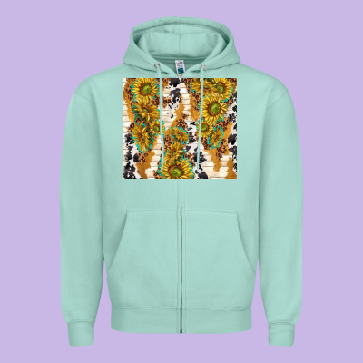 Sunflowers With Patterns Zipper Hoodie Designed By Tumblerdesignbyshophia