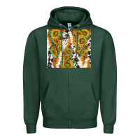 Sports Green sunflowers with patterns Zipper Hoodie - TumblerDesignByShophia