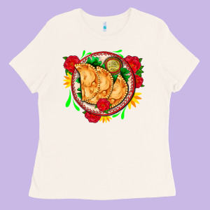 Empanadas Plate And Roses Ladies Tee Designed By Adodesignshop
