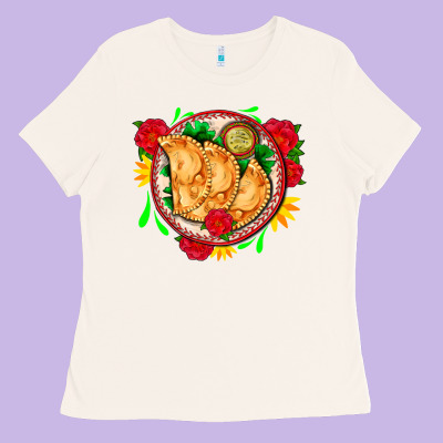 Empanadas Plate And Roses Ladies Tee Designed By Adodesignshop