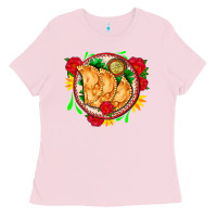 Bubblegum Pink empanadas plate and roses Ladies Tee - AdoDesignShop