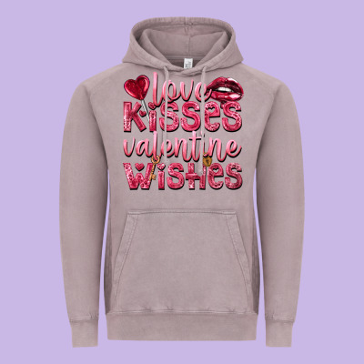 Love Kisses Valentine Wishes Vintage Hoodie Designed By Nancycooperartshop